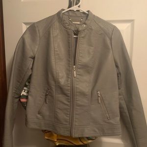Jou Jou gray faux leather jacket NWOT